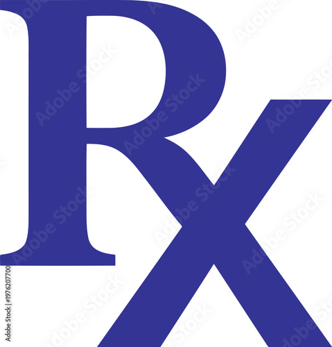 Vector graphic illustration of a blue Rx symbol on a light background