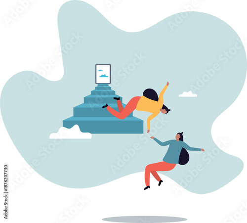 Employee encouragement, manager advice, guidance, stairway to success or new opportunity, career development .human life and situation.