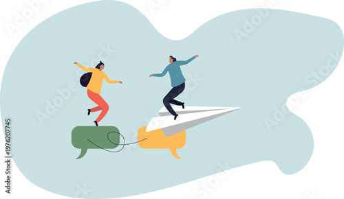 Communication or work discussion, sending message or telling new idea, brainstorming to gather information and solution .human life and situation.