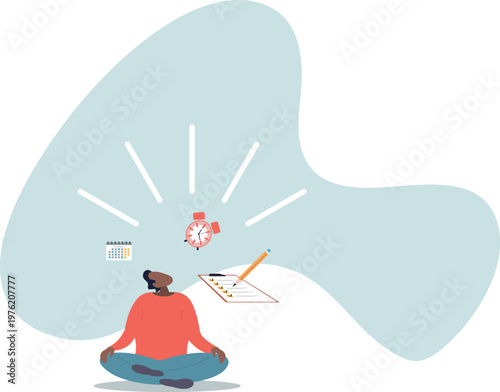 Self discipline or self control to complete work or achieve business target, time management to increase productivity.human life and situation.