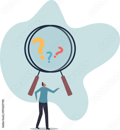 Problem and root cause analysis, research and leadership skill to find solution or answer for business problem.human life and situation.