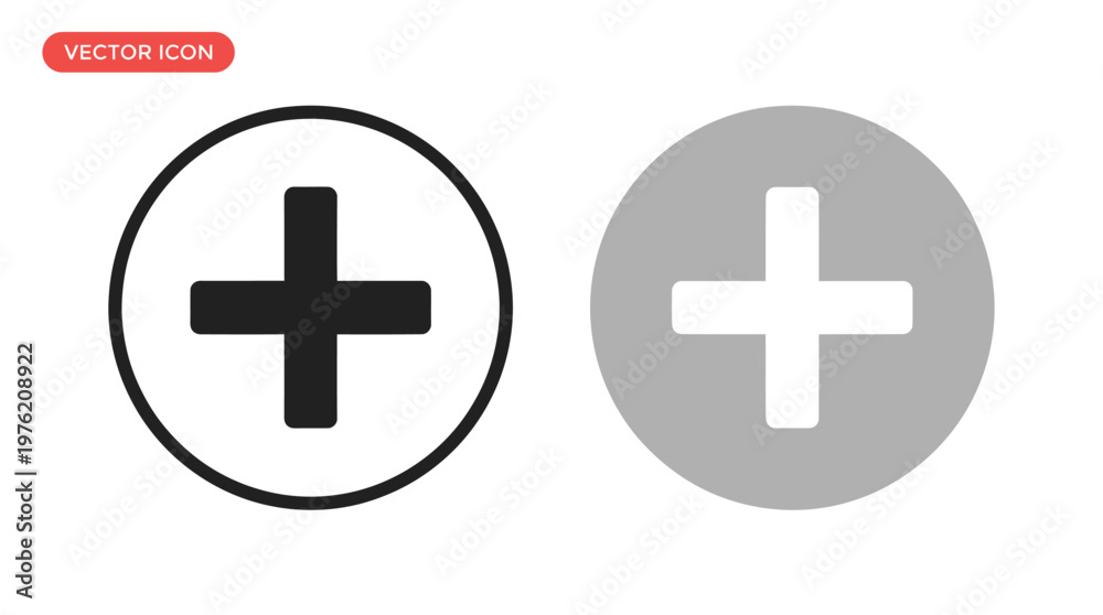 Fototapeta premium Vector graphic illustration of plus sign icons in circle shapes