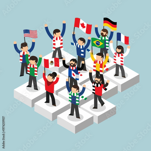 Foto People from different countries celebrating.