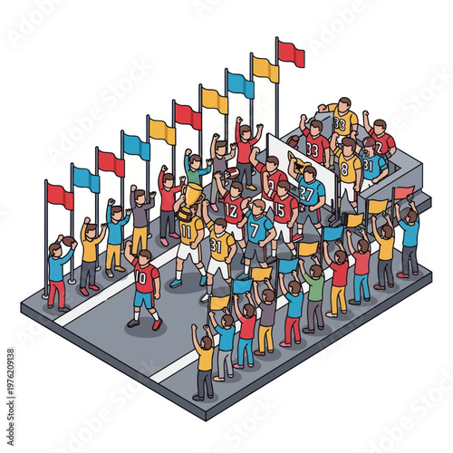 People cheering on a racing track.