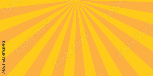Yellow banner with Sun rays, lines background, light