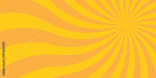 Yellow banner with Sun rays, lines background, light
