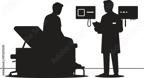 Doctor and patient consultation in a medical setting with a clipboard