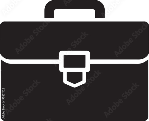 Briefcase icon with handle and clasp in white outline on gray