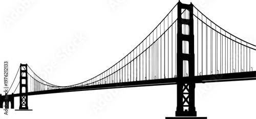 Golden Gate Bridge vector on  transparent background.