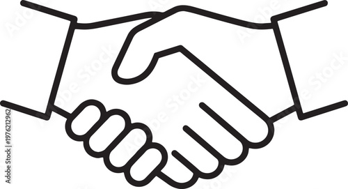 Handshake between two people in a simple line style