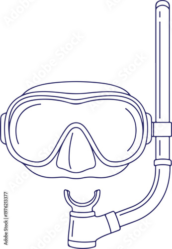 a drawing of a snorkel mask and breathing tube Vector, illustration
