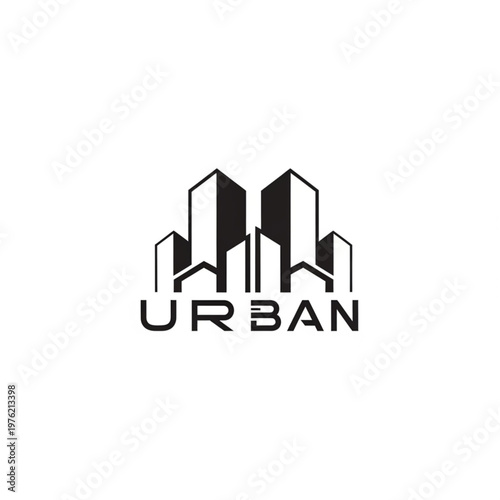Urban Skyline Logo Design Featuring Modern Buildings and Bold Typography.