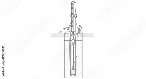 Vertical downhole pump assembly with rod and casing.
