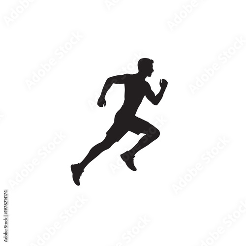 Dynamic Running Man Silhouette Vector Illustration