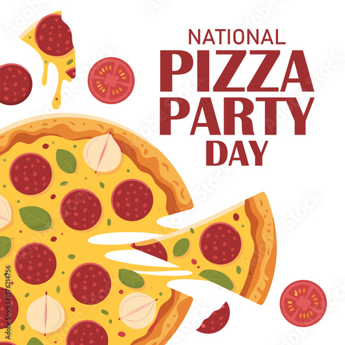 National pizza party day vector illustration, suitable for web banner or card