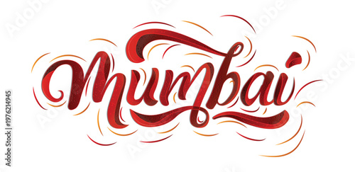 Mumbai city lettering calligraphy vector design for travel posters 