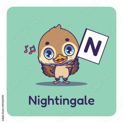 Cute   holding flag with letter A for fun educational purposes, illustrations