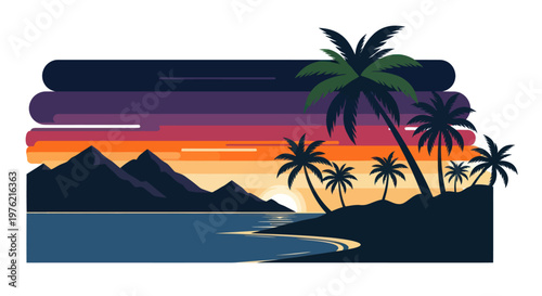 Palm trees on a tropical beach.