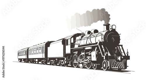 Vintage steam locomotive train engine.