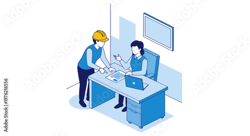Two Business People Working at Desk.