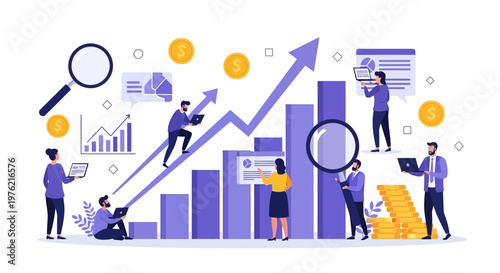 Fotografie Business people analyzing growth charts.