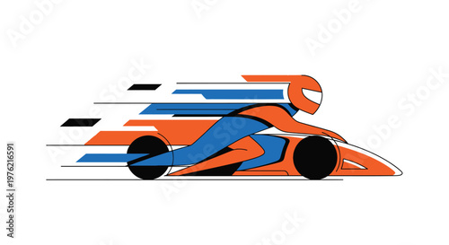 Racing Driver Wearing Orange Helmet.