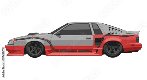 Red and gray sports car vehicle.