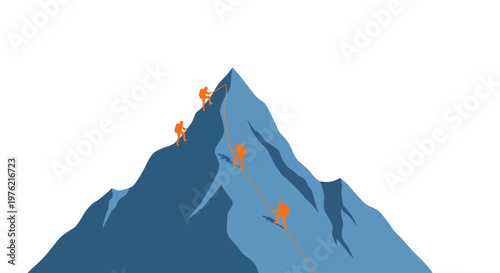 Climbers on a Mountain Peak Ascent.
