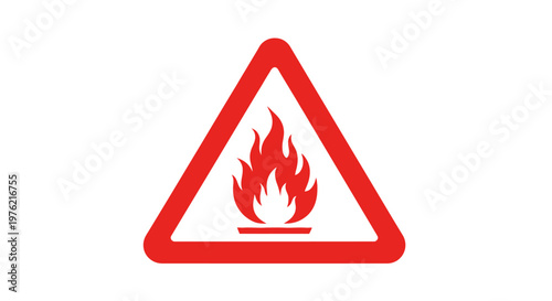 Warning sign with flame symbol.