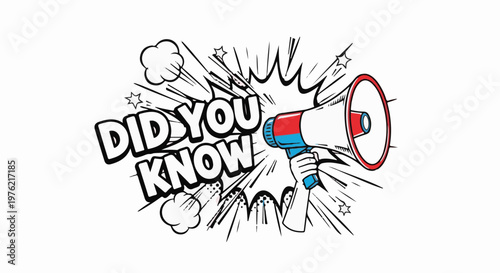 Comic-style illustration of a hand holding a megaphone announcing 