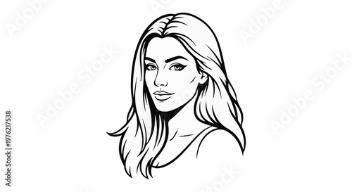 Black and white line drawing of a woman's head and shoulders (1)