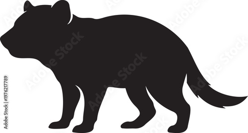 Tasmanian devil silhouette animal vector illustration featuring the carnivorous marsupial from Australia in a standing side view pose for wildlife education nature conservation and zoo mascot graphic 