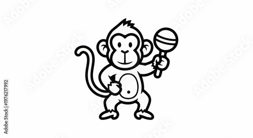 Cartoon monkey holding a lollipop