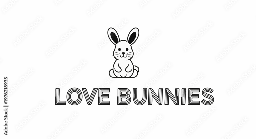 Fototapeta premium Cute outline bunny icon with