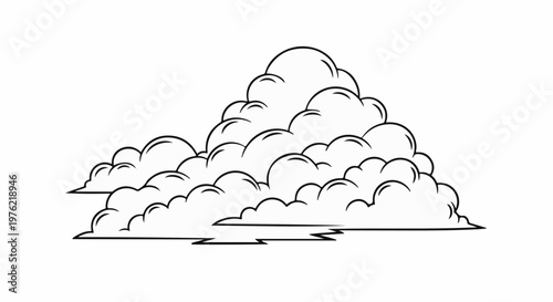 Cartoonish cloud formation with bold outlines on white background