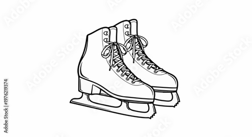 Black and white illustration of a pair of ice skates