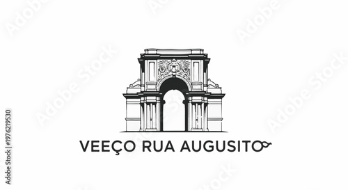 Detailed sketch of an ornate archway with text below, set on white