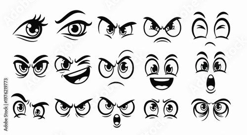 Diverse collection of cartoon eye expressions, conveying various emotions