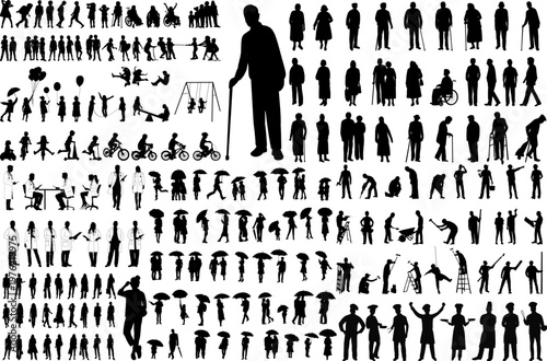 Set of people silhouettes, collection, vector
