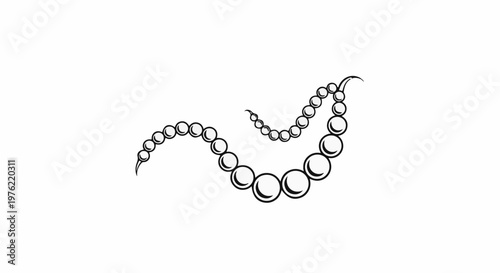 Delicate strand of luminous pearls in a fluid, artistic curve