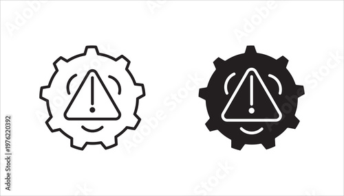 thin line failure icon set, with broken operational process. concept of repair or maintenance symbol. vector illustration on white background