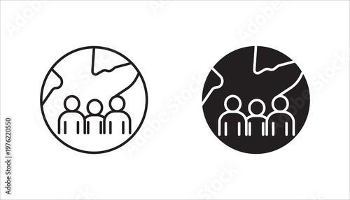 World population linear icon set. Global society. vector illustration on white background