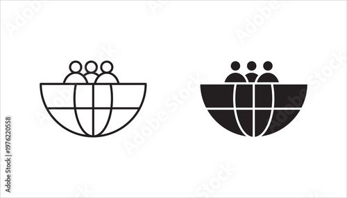 World population linear icon set. Global society. vector illustration on white background