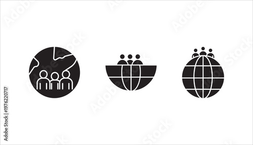 World population linear icon set. Global society. vector illustration on white background
