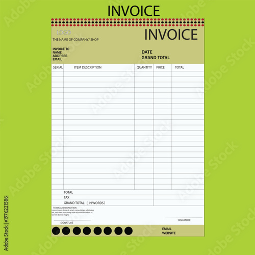 A simple modern editable invoice design template