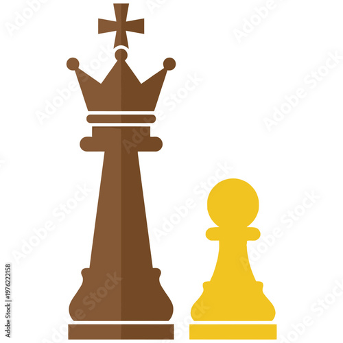 Strategic Stand-off: A striking visual of a chess king and a pawn engaged in a symbolic confrontation, embodying strategic planning, competition, and tactical thinking.