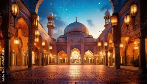 Majestic Mosque at Night - A Serene Architectural Masterpiece.