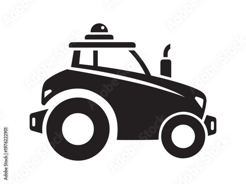 Modern autonomous tractor with sensor light autonomous agriculture technology automation driverless machinery transport equipment industrial innovation