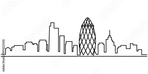 continuous one line drawing Vector illustration of a city skyline with buildings and skyscrapers in an urban landscape silhouette style