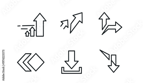 Free Download Collection of line art arrows and geometric shapes representing direction and growth - GFXLoad